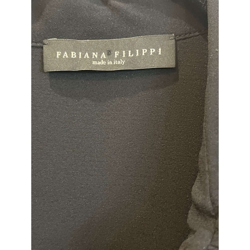 Fabiana Filippi Black Silk Lace Embellished Button Up Shirt Top Made Italy Small - Picture 2 of 7